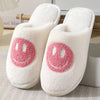 Gift - Online 02 / S: 36/37 for 35-36 feet / 1 Pair NEW 2024 Smile Smiley Happy Face Soft Cozy Fluffy Cute Indoor Shoes Slippers