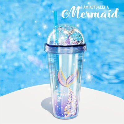Gift - Online Children's 420ml Magical Mermaid Insulated Tumbler with Shimmering Glitter Lid