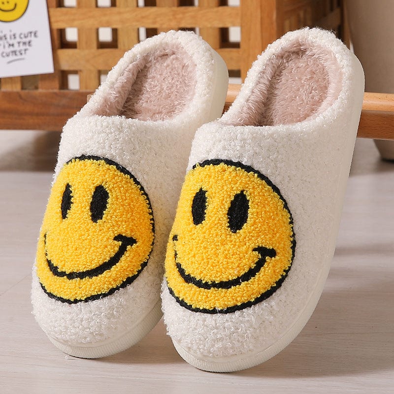 Gift - Online Women's Smile Smiley Happy Face Soft Cozy Fluffy Cute Indoor Shoes Slippers AU