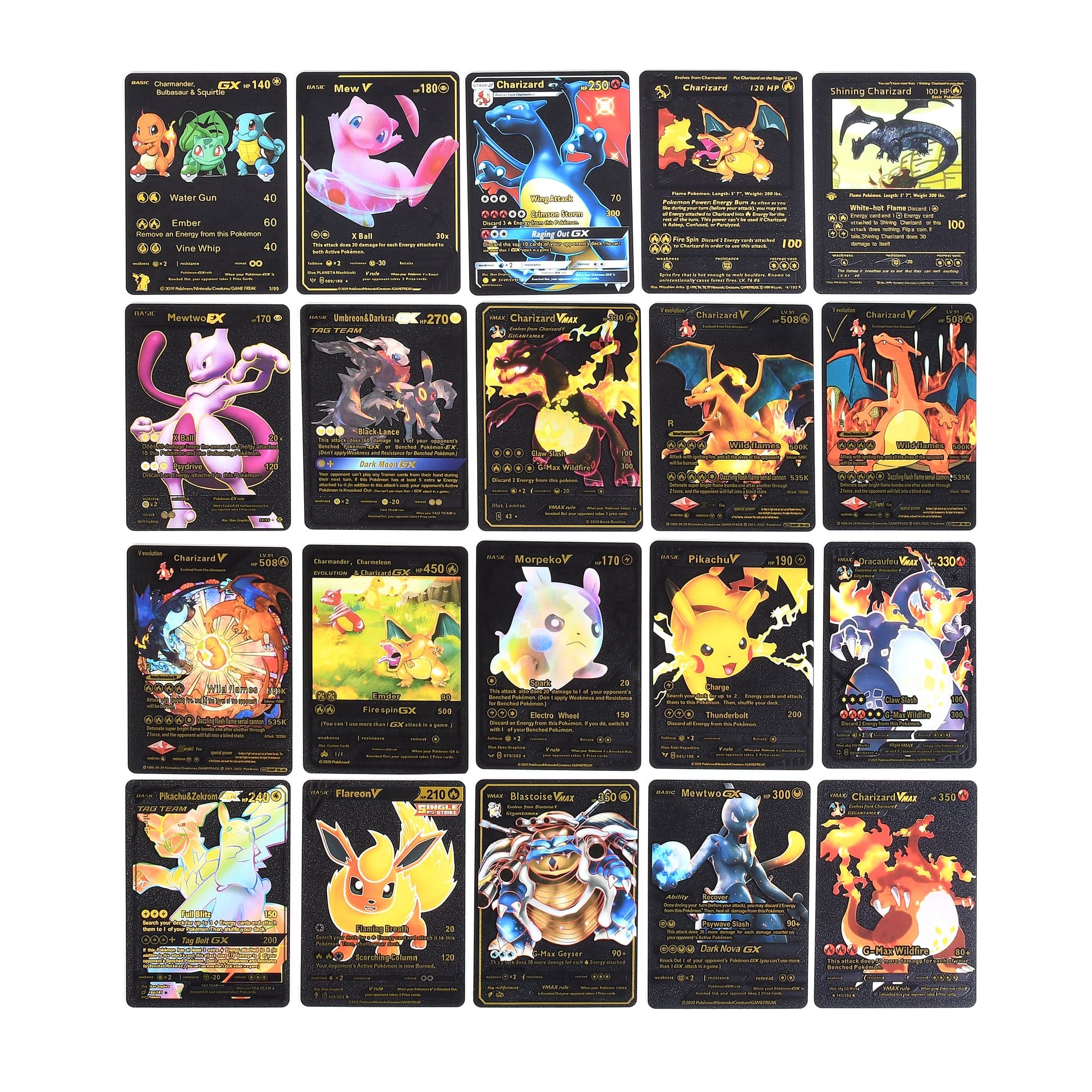 Pokemon Pack; lot de 55 Cartes Pokémon en feuilles dorées; type Vmax GX  Charizard اPikachu, Collection Rare à prix pas cher